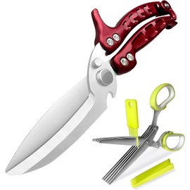 Kitchen Scissors, 2 Pack Kitchen Shears with Herb Scissors, Heavy Duty Stainless Steel Poultry Shears for Turkey, Chicken, Thanksgiving, Christmas Day