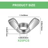 25 Pcs M8 Wing Nuts, Butterfly Nuts, Stainless Steel Butterfly