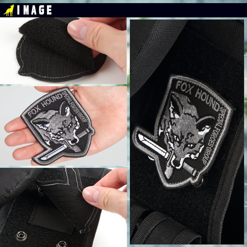 Catsobat FOXHOUND サバイバルゲーム ハロウィンコスプレ ミリタリーパッチ ベルクロワッペン 刺繍タイプ タイプ2 ゴールド