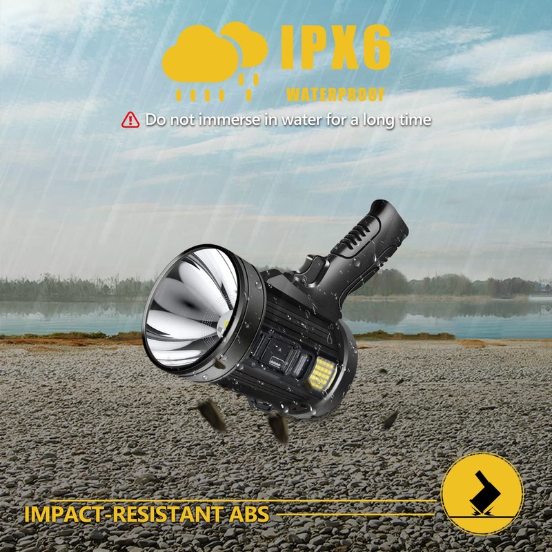 JSKNB Spotlight 1000000 Lumens, 6 Modes Led Rechargeable Spotlight Flashlight