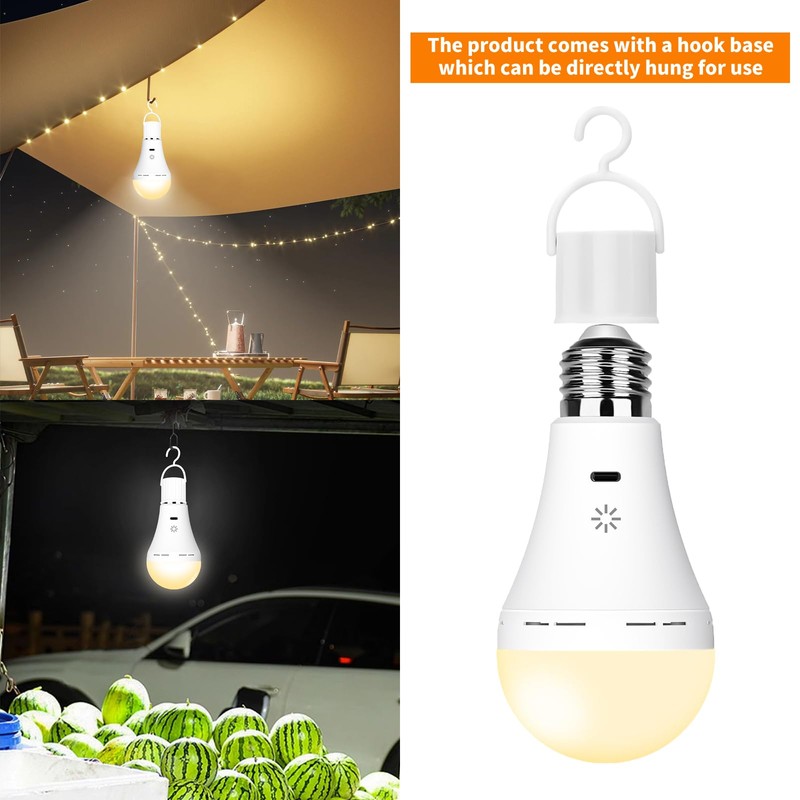 E26 Rechargeable Light Bulbs with Remote Control, 2600mAh Battery Operated