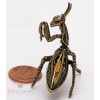 Solid Brass Amber Figurine of Praying Mantis Insect Totem talisman