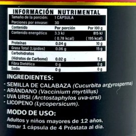 4 Próstata Calabaza Arándano Uva Licopeno 30 Caps Vitesa                                                                                              