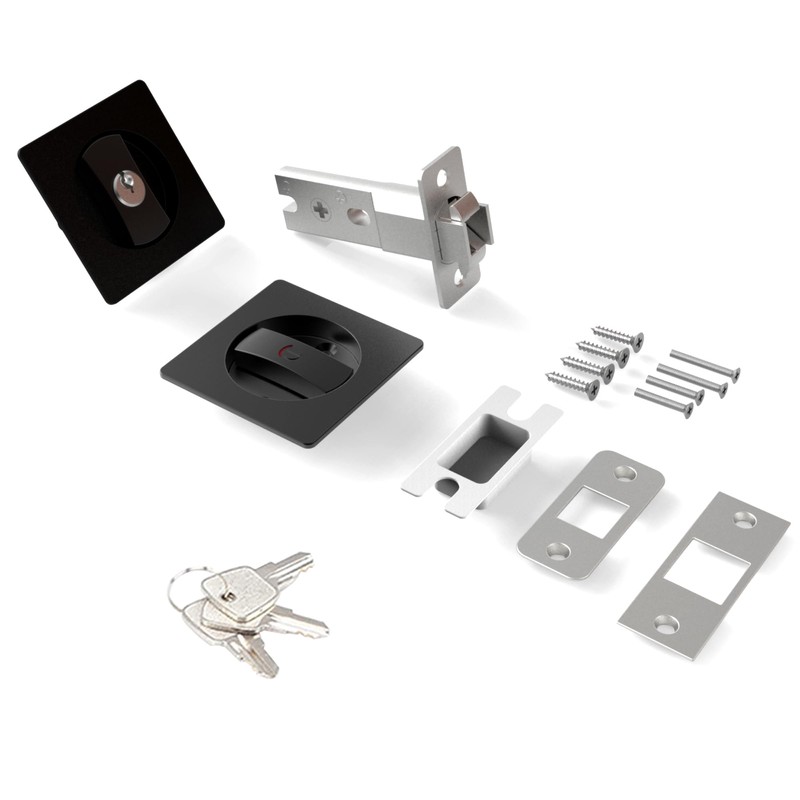 Pocket Door Lock Indicator Lock Flush Handles Latch Privacy Bed/Bath