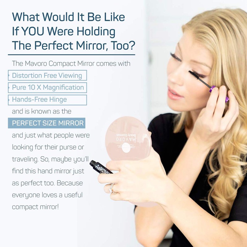 Mavoro Magnifying Compact Mirror | 1x/10x Magnification | 4" Small