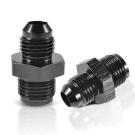 6AN Male to 5/8 x 18 Inverted Flare Thread Adapter Fittings Aluminum Straight Black Pack of 2