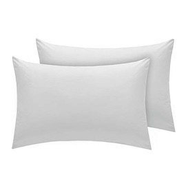 M Fabrics Poly-Cotton Plain Dyed Housewife Pillowcase Pair - Easy Care, Machine Washable - Available in 25 Colours - Pillow Case Pair 50x75cm (Silver)