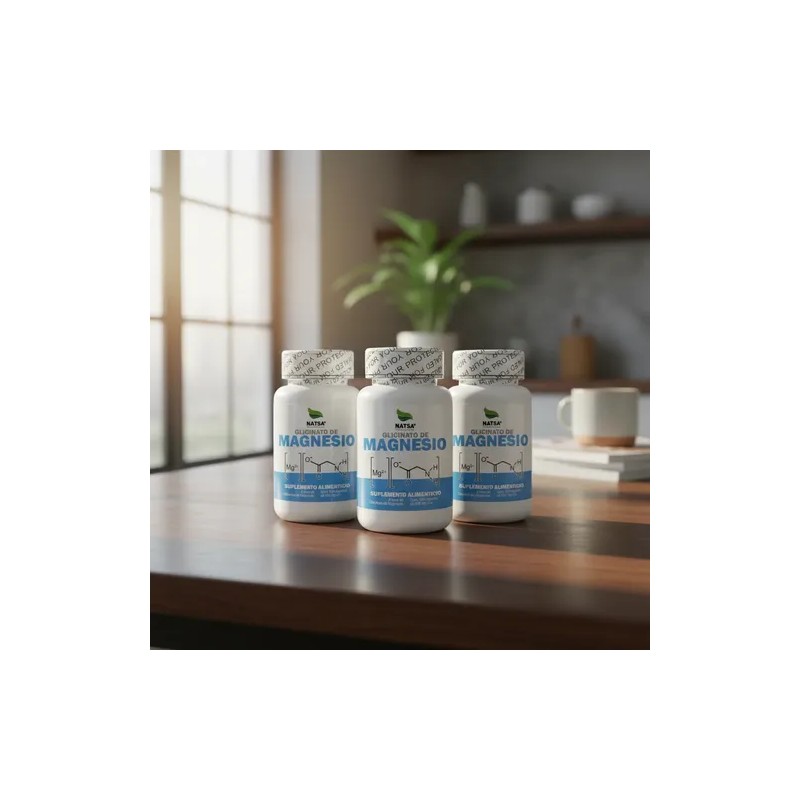 Glicinato De Magnesio 300 Cápsulas, 3 Frascos C/100 Caps Cu