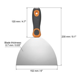 uxcell Putty Knife 6" Stainless Steel Paint Scraper Flexible Drywall Repair Mud Knife for Removing Cement Wallpaper Mud Adhesive Taping with Metal Hammer End