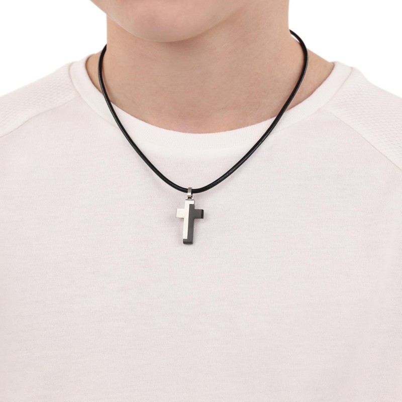 s.Oliver Boys Stainless Steel Cross Pendant Necklaces