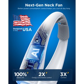 Heelkl AI Neck Fan, 4 Speeds Adjustable Portable Personal Fan Rechargeable, 4000 mAh Battery Faster Cooling Wearable Fan, Ultra Quiet for Home, Office, Travel, Outdoor