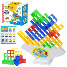 SPHERETRON 64 Tetra Tower Game, Tetris Game Children, Decompression Balance Building Blocks, Stacking Tower Wobble Tower Balance Game, Colourful Creative Stacking Game Toy for Boys and Girls from