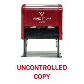 UNCONTROLLED Copy Self Inking Rubber Stamp (Red Ink) - Large 2 Pack