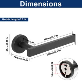 NearMoon Bath Square Toilet Paper Holder, Premium SUS304 Stainless Steel Rustproof Wall Mounted Toilet Roll Holder for Bathroom, Kitchen, Washroom (Matte Black)