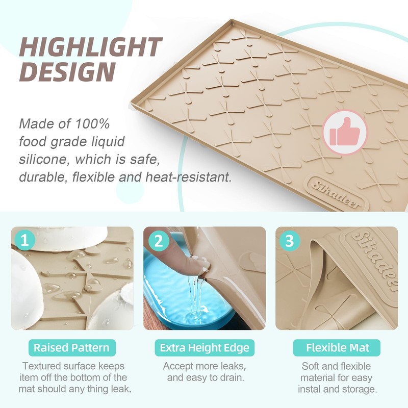 SIKADEER 31" x 19" Under Sink Mat Waterproof, Silicone Mat