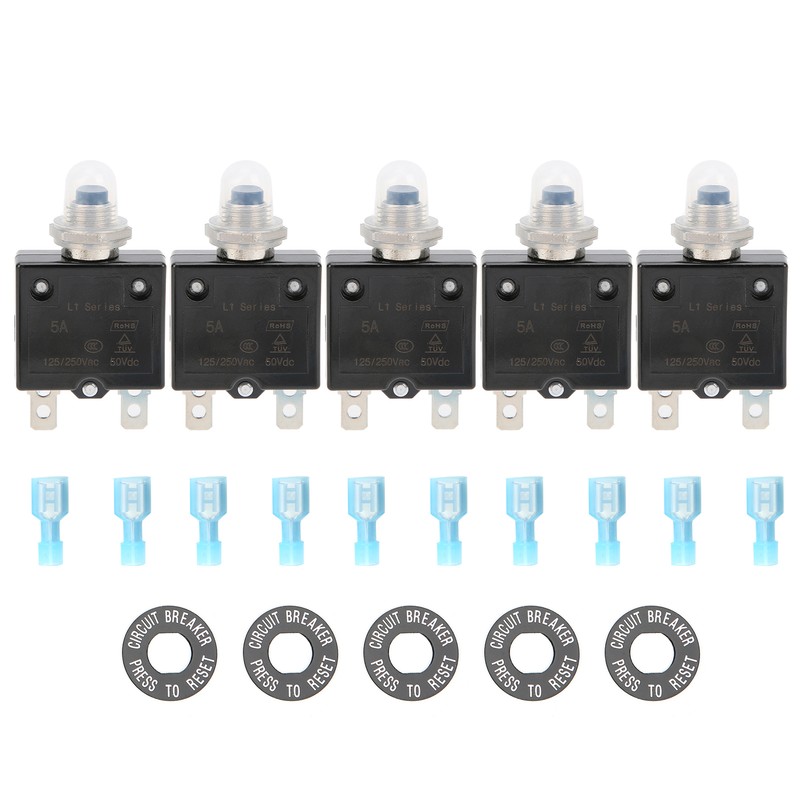5A Thermal Circuit Breaker with Quick Connect Terminals Waterproof Cap