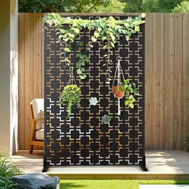 Metal Privacy Screen Outdoor Privacy Screen, Freestanding Fence Panel for Outside, 72''H×47''W, Decorative Screen Panel for Backyard/Patio/Deck