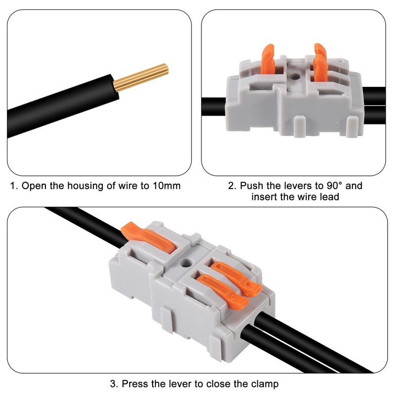 20Pcs 1 in 2 Lever Wire Connector Compact DIY Quick
