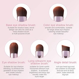 YUESHENNAN - Juego de 5 brochas para sombra de ojos, brochas de maquillaje de ojos, brochas de maquillaje de ojos, brochas angulares (rosa).