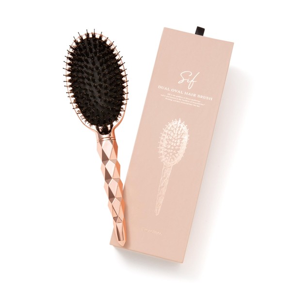 Francfranc French Shiv Dual Oval Hairbrush Shiny Pink Gold