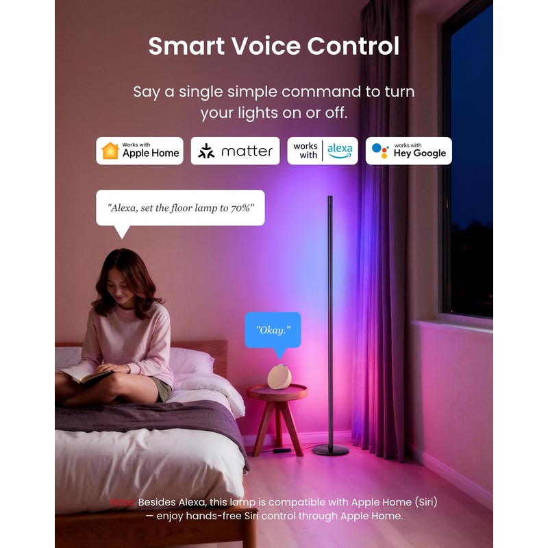 SwitchBot Smart Floor Lamp RGBICWW Voice/App Controlled Works with Alexa,
