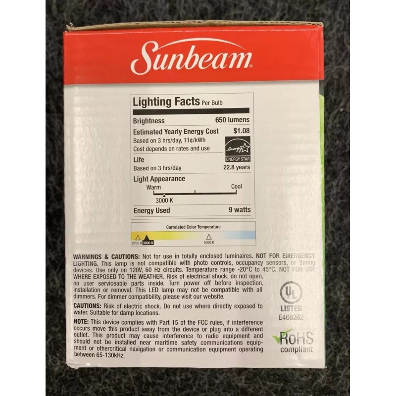 Sunbeam LED BR30 65W OUTDOOR/INDOOR Flood Light Bulb Dimmable New