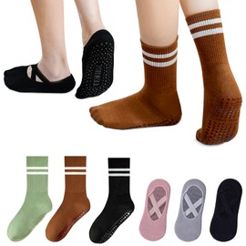 6 Pares de Calcetines de Yoga-Calcetines Descalzos Antideslizantes de Agarre Para Las Mujeres, Apto Para Pilates, Ballet, Plastilina, Danza, Hogar, Formación