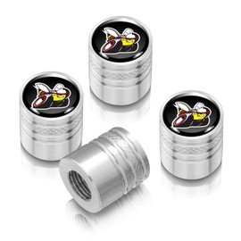 iPick Image for Dodge Scat-Pack Black on Silver Aluminum Cylinder-Style Tire Valve Stem Caps