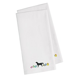 Caroline's Treasures CK1611WHTWE Black Labrador Retriever Easter White Embroidered Kitchen Towel Set of 2