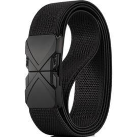 GEIT Stretch Nylon Belt with Quick Release Metal Buckle, 1 3/8" Casual Golf Tactical Invisible Elastic Web Belt
