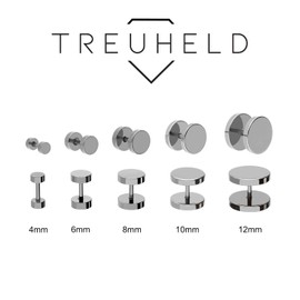 Treuheld Fake Plug – Titanium Stud Earrings for Screwing – Silver – Men and Women – 10 mm