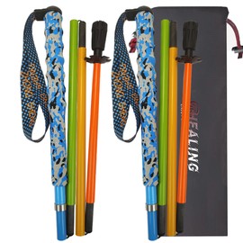 KHEALING Trekking Pole Carbon Collapsible [Ultra-light 115g/125g/130g] Carbon Fiber Climbing Pole 5 Segments 2-Piece Set 110/120/130 cm Hiking Pole Non-slip Compact Excursion Climbing Gear Walking Cap