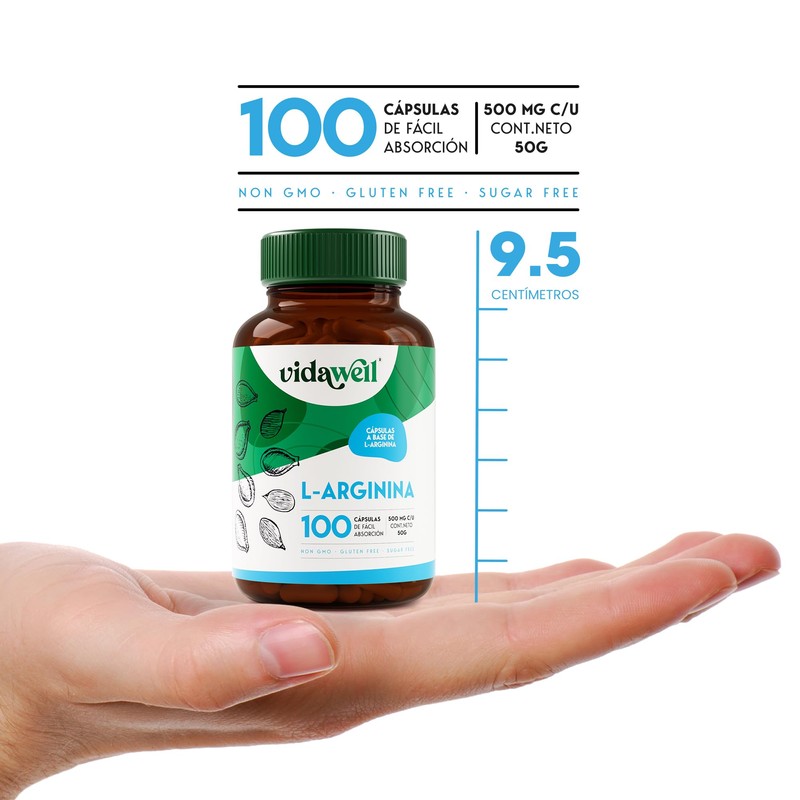 L-ARGININA | Vidawell | Cápsulas de 500mg de Fácil Absorción