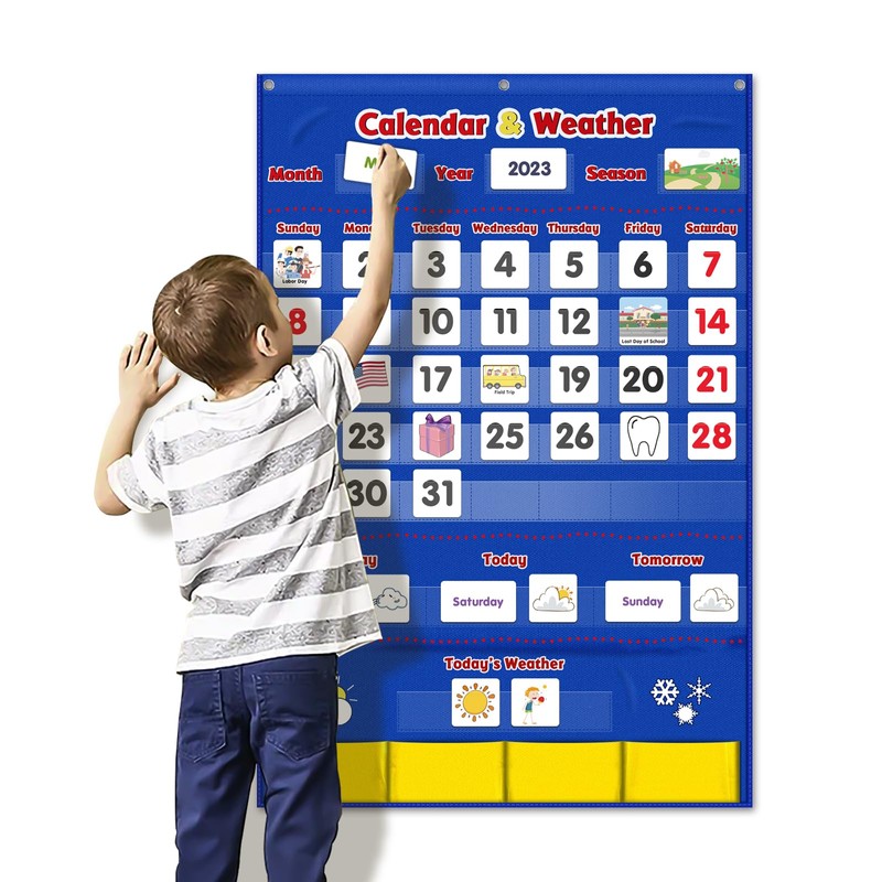Godery Calendar and Weather Pocket Chart, Classroom Organized Chart, 149