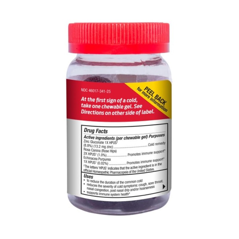 Cold-EEZE Plus Defense Natural Citrus & Elderberry Zinc Chewable Gels,