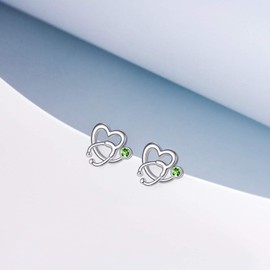 AOBOCO Nurse Earrings Sterling Silver Stethoscope Earrings Simulated Peridot Birthstone Studs Earrings with Crystal,Fine Jewelry Gifts For Nurse Doctor RN Medical Student