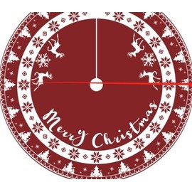 GUDELAK Christmas Tree Skirt 72 Inches, Knit Red Tree Skirt Double-Sided Large Knitted Xmas Tree Skirt for Indoor Holiday Party Farmhouse Christmas Tree Decorations