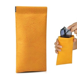 Stoooduo Eyeglass Case, Eyeglass Case, Eyeglass Case, Slim, Thin, Lightweight, Compact, Men's, Women's, Glasses Storage, Scratch-Resistant, Elastic Closure, orange