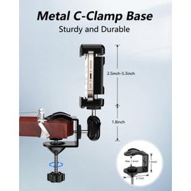 Guitar Head Phone Holder Mount, for Viewing Sheet Music and Recording Videos, 360° Rotating Guitar accessories and Stuff, for 4.7-6.5" Smartphones, Gifts for Men Guitar Players, Fits Guitar/Bass