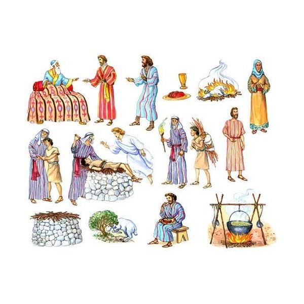 Abraham & Isaac Bible Felt Figures for Flannel Board Stories Old Testament (Regular Size Precut)