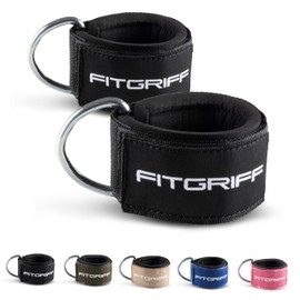 Fitgriff® foot straps (heavily padded) – for fitness training at the cable pull – ankle straps for men and women., black