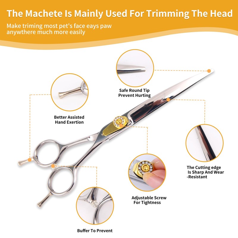 7 Inch Professional Dog Grooming Scissors Kit, 6-in-1 Pet Grooming