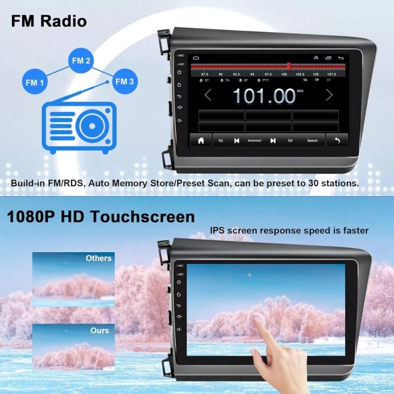 Apple Carplay For 2012-2015 Honda Civic Car Stereo Radio Android