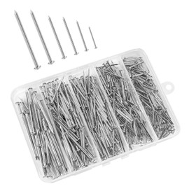 Mellewell 400 PCS Nails Assortment Kit, Picture Hanging Nails, Wood Nails, Wall Nails for Hanging, Silver Plated, 5 Sizes Assortment