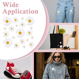 20 Pcs Daisy Patch, Daisy Patches White Floral Embroidered Sew-On, DIY Clothing Repair Decor for Jeans, Jackets, Bags & Hats (1.97x1.97 Inch)