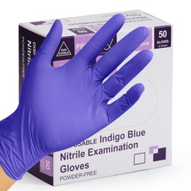 PEIPU Nitrile Gloves,Disposable Cleaning Gloves,(Large, 50-Count) Powder Free, Latex Free,Rubber Free,Ultra-Strong,Food Handling Use, Single Use Non-Sterile Protective Gloves