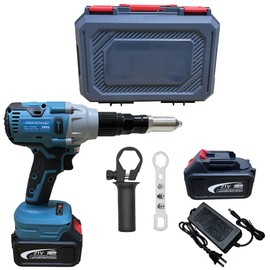 VOTOER Cordless Electric Rivet Gun Tool, 21V Electric Automatic Brushless Blind Riveter, Professional Rivet Gun Kit with 2 x3.0Ah Battery & Charger, for 3/32", 1/8", 5/32", 3/16" Rivets