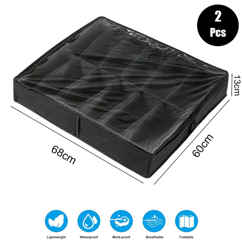 GJIE Under Bed Shoe Storage Organiser, Folding Under Bed Shoe