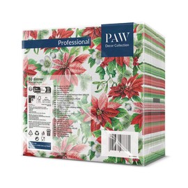 PAW - Airlaid Napkins (40 x 40 cm) I Pack of 50 I Perfect for Christmas, Winter, Holidays I Christmas Eve Table Decoration I Airlaid Napkins Fabric-Like - Glory Poinsettia