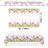 Tulip Party Tablecloths Rectangle Flower Tablecloths Watercolor Tulip Table Cloth